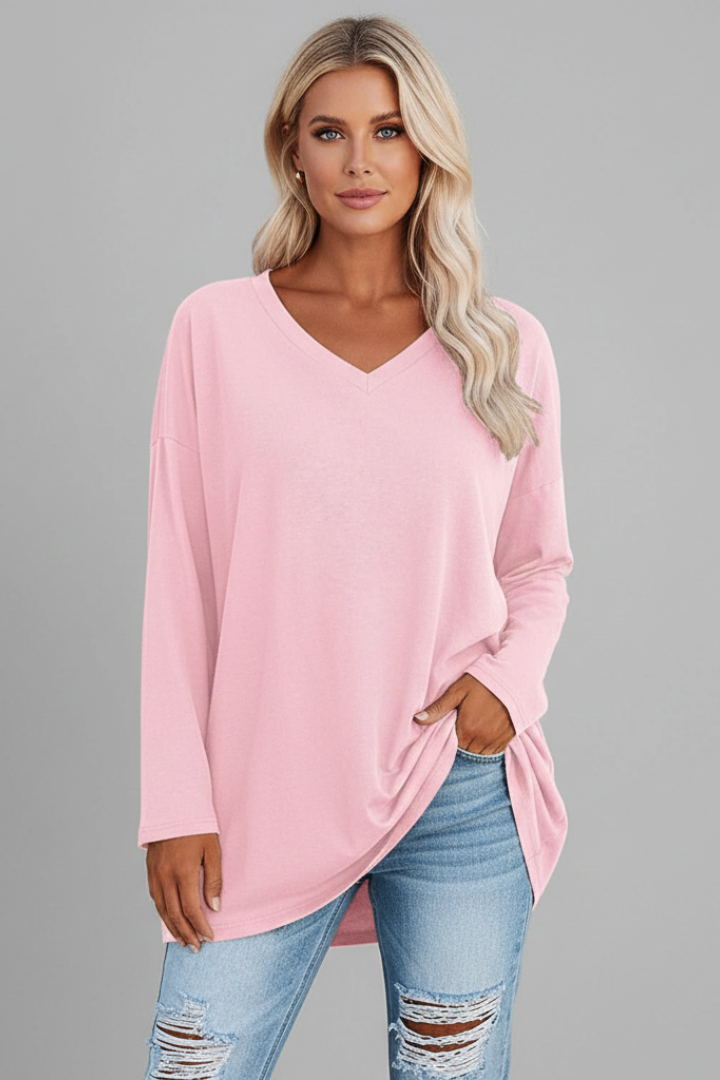 Women’s Top with V Neckline and Long Sleeves