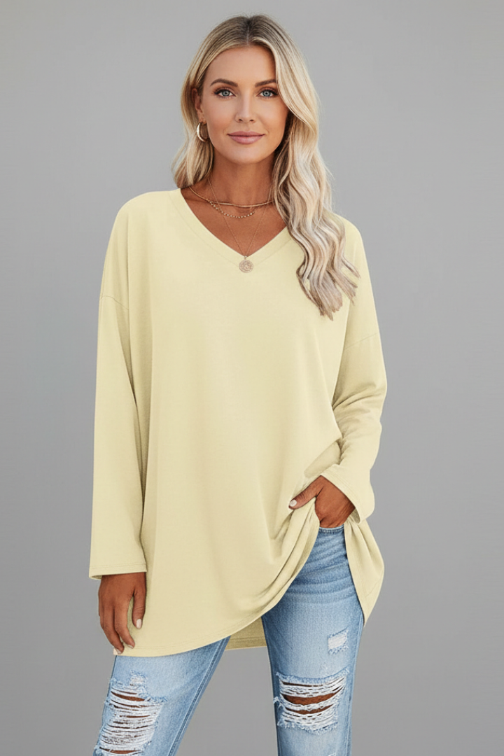 Women’s Top with V Neckline and Long Sleeves