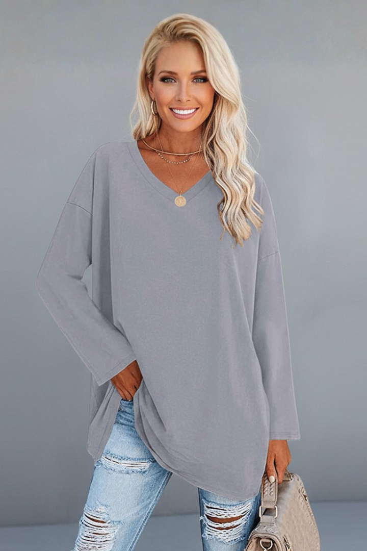 Women’s Top with V Neckline and Long Sleeves