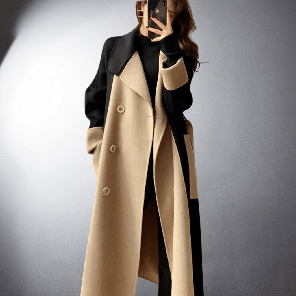 Manteau Bicolore avec Coupe Droite pour Femmes | Idéal pour l’Hiver