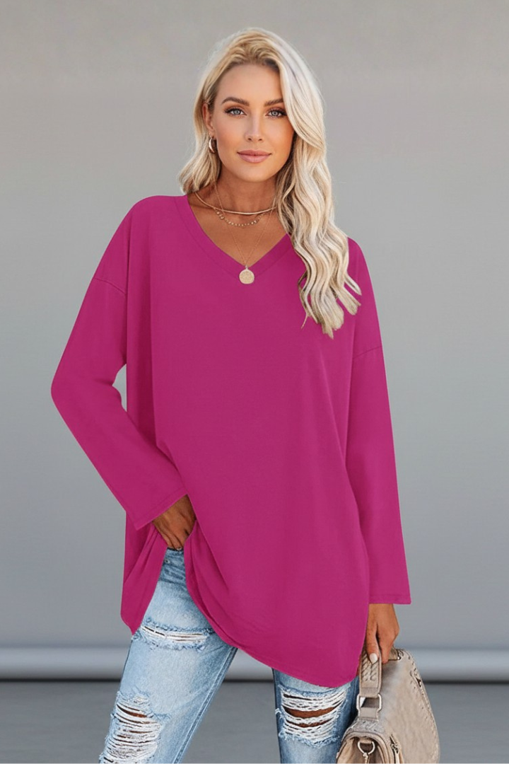 Women’s Top with V Neckline and Long Sleeves
