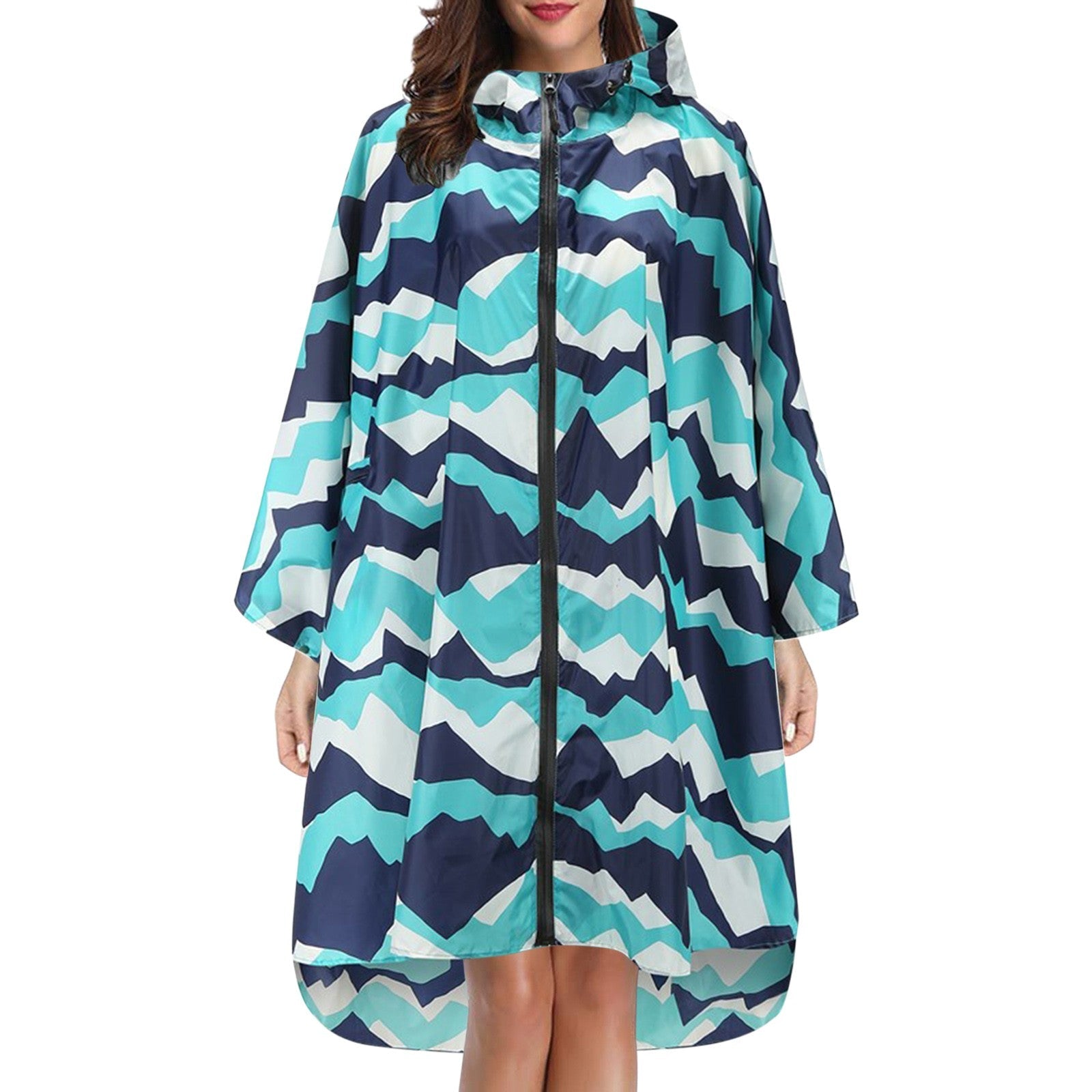 Cecily Turner | Printed Hooded Rain Poncho | Waterproof Statement Coat