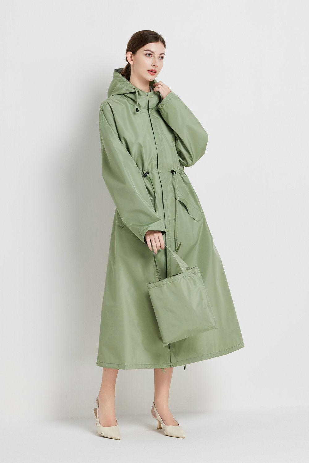 Poppy Evans | Womens Mid-Length Hooded Raincoat in Sunshine Yellow