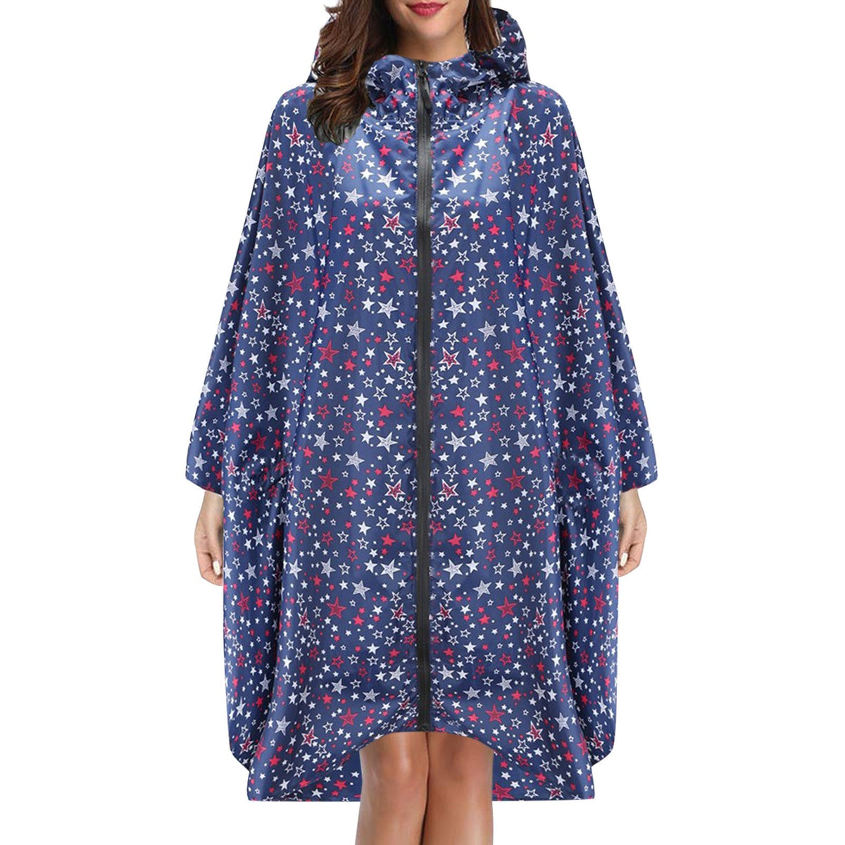 Cecily Turner | Printed Hooded Rain Poncho | Waterproof Statement Coat