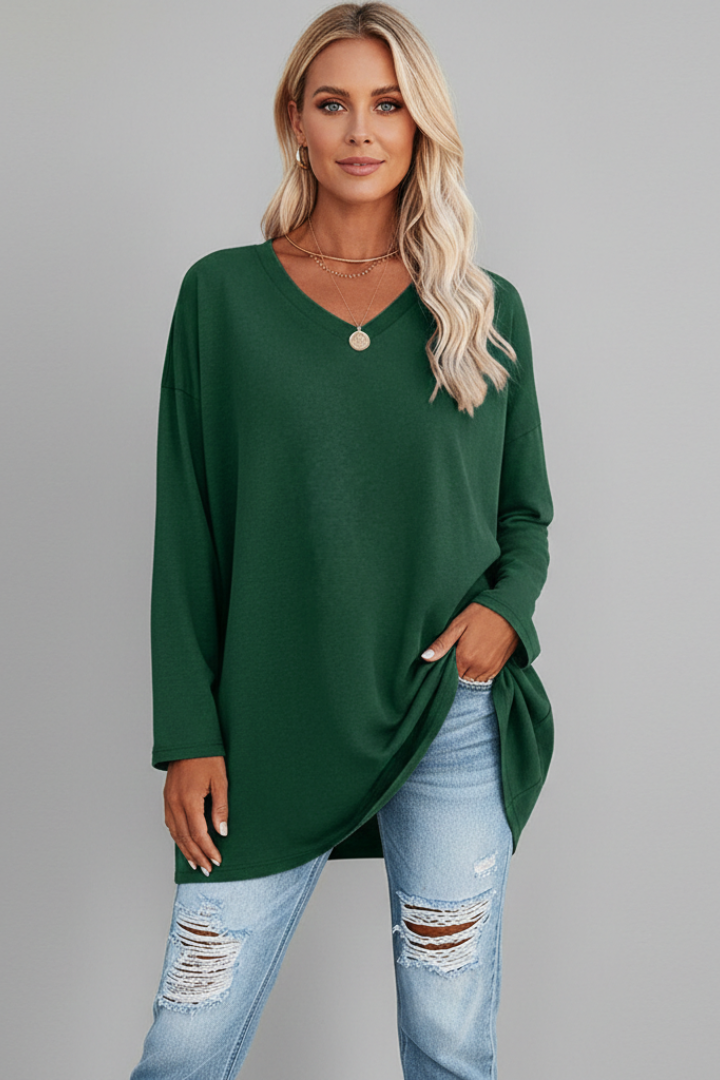 Women’s Top with V Neckline and Long Sleeves