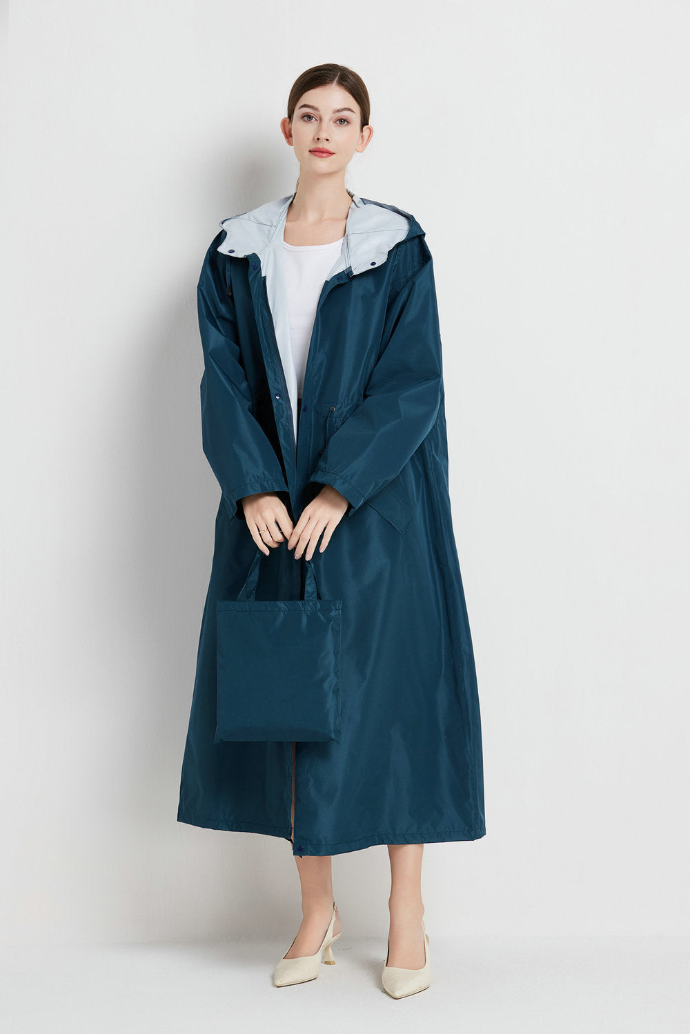 Poppy Evans | Womens Mid-Length Hooded Raincoat in Sunshine Yellow