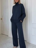 Conjunto de Dos Piezas con Cuello Alto y Cremallera, Pantalones Rectos