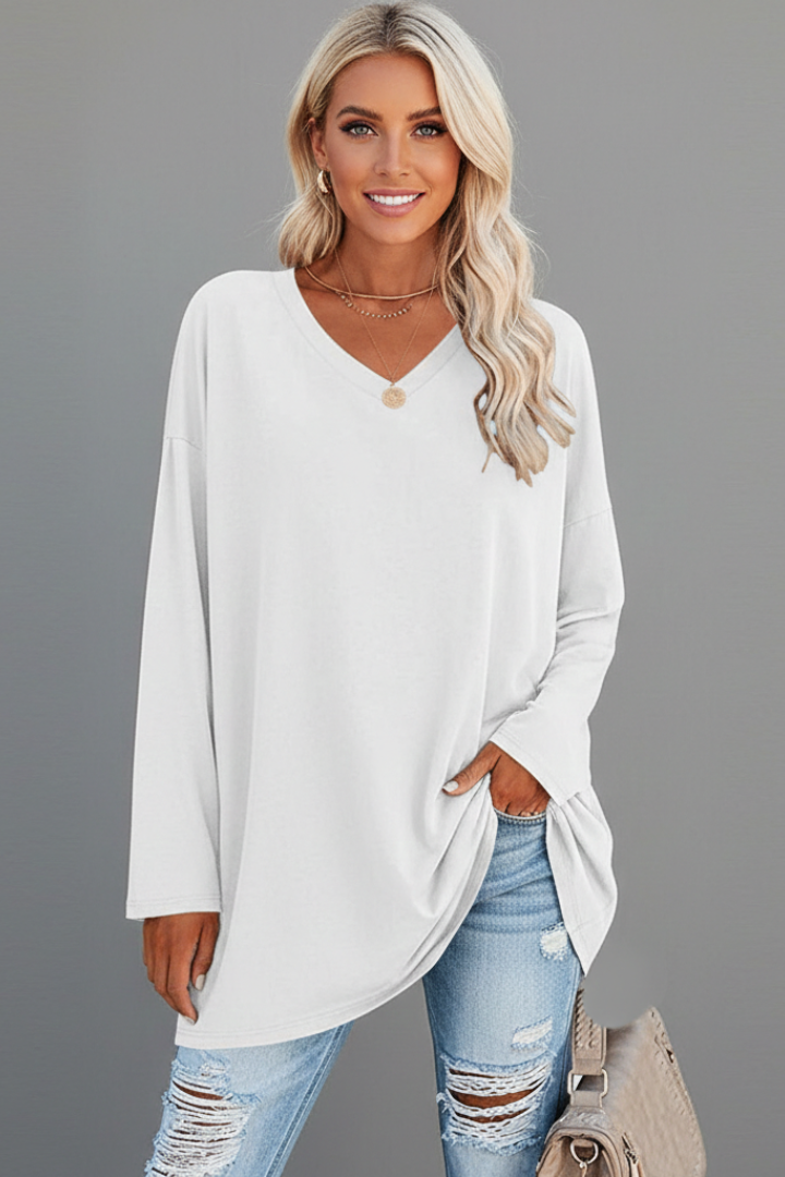 Women’s Top with V Neckline and Long Sleeves