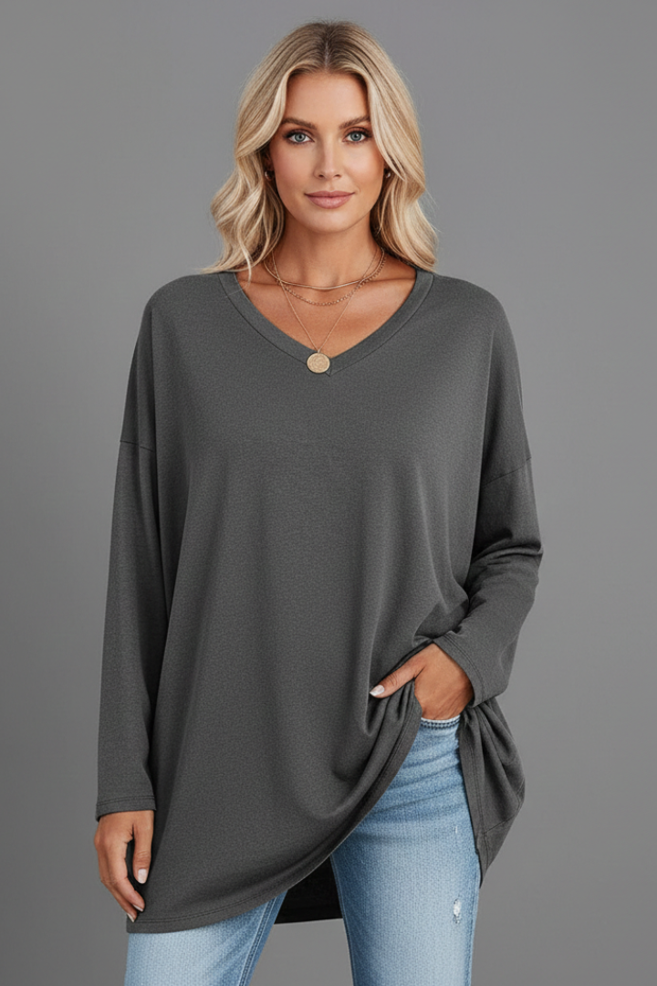Women’s Top with V Neckline and Long Sleeves