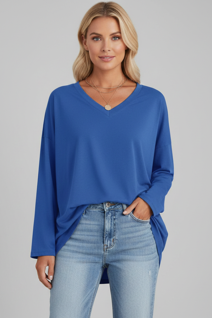 Women’s Top with V Neckline and Long Sleeves