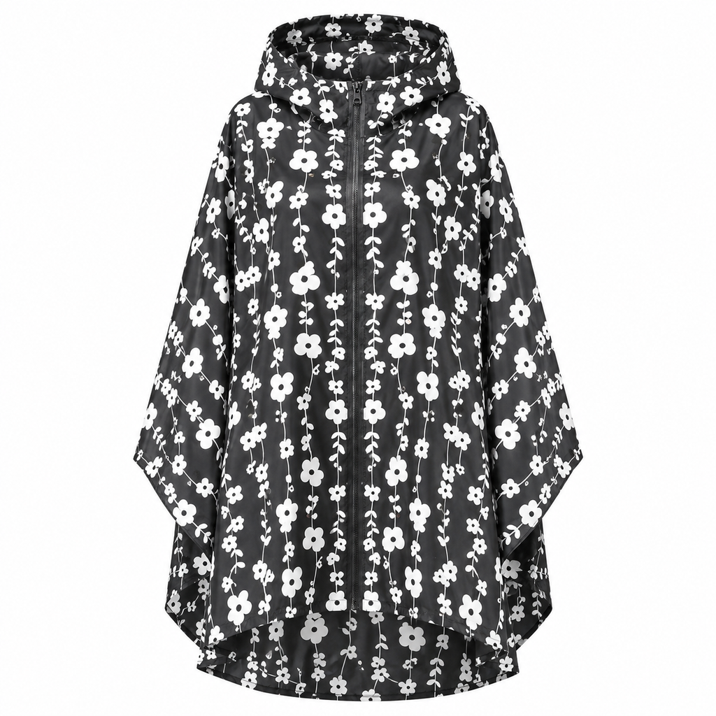 Cecily Turner | Printed Hooded Rain Poncho | Waterproof Statement Coat