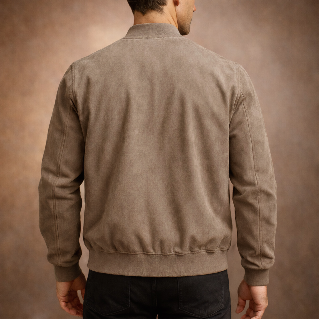 Men’s Suede Bomber Jacket Lightweight Smart Casual Outerwear for All Seasons