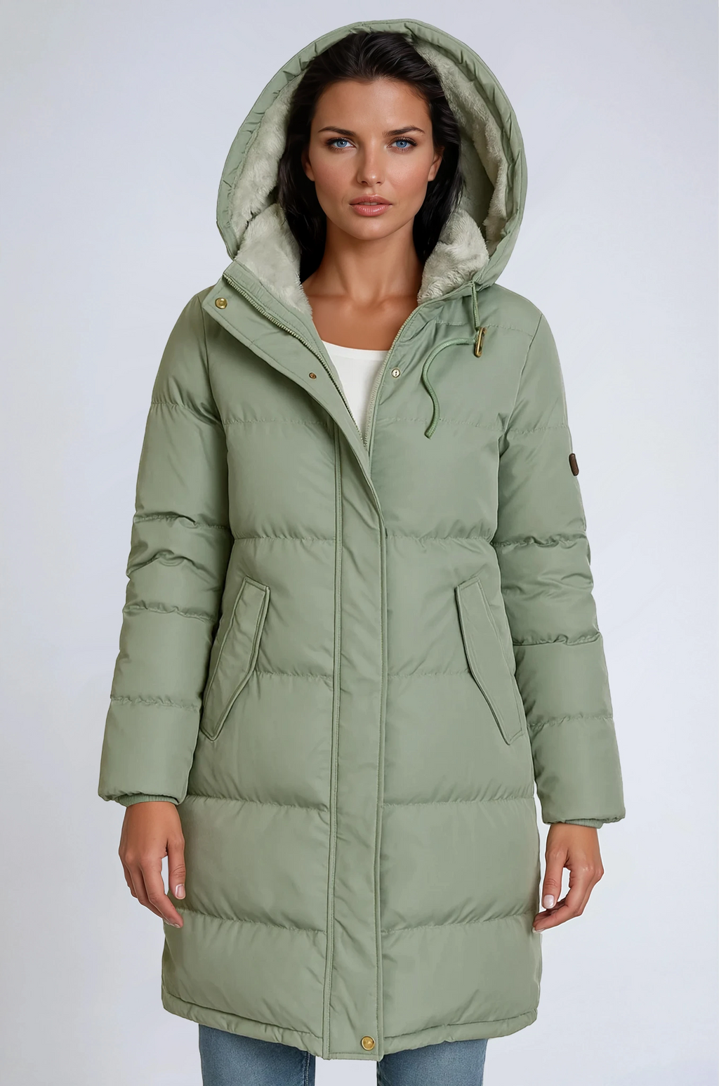 PUFFER COAT | MID LENGTH WINTER JACKET WITH HOOD