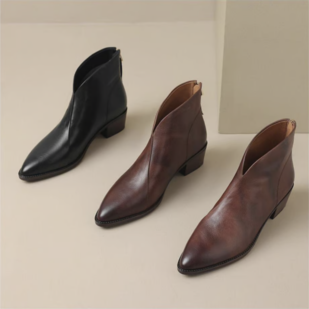 Buty Zimowe Damskie Botki Na Niskim Obcasie | Eleganckie Za Kostkę