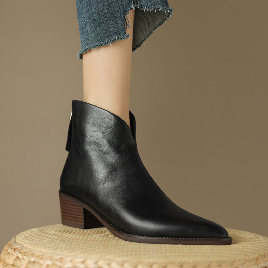 Buty Zimowe Damskie Botki Na Niskim Obcasie | Eleganckie Za Kostkę