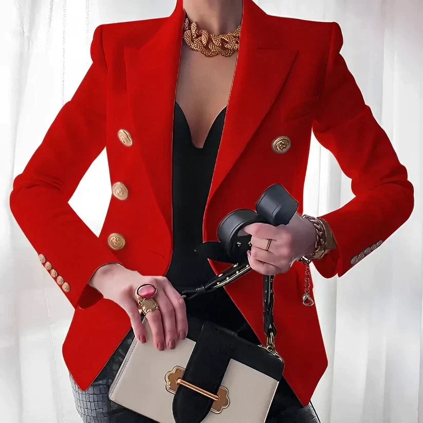 Blazer à Boutonnage Simple avec Épaules Structurées pour Femme | Idéal pour les Occasions Formelles et Professionnelles