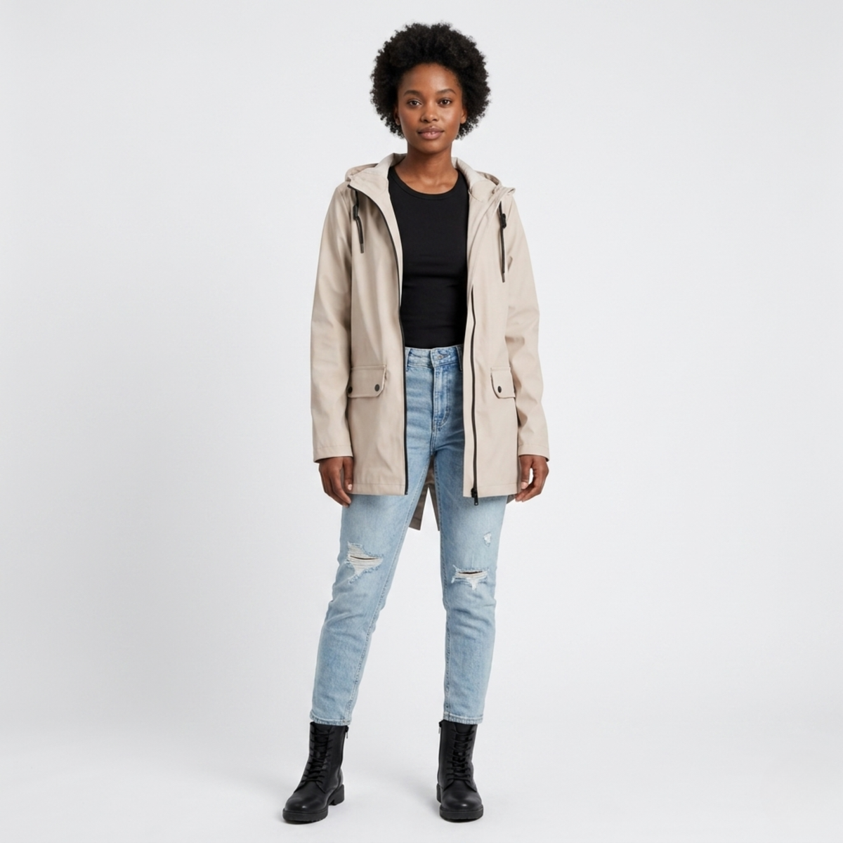 Harriet Calloway | Hooded Long Rain Jacket With Minimalist Finish