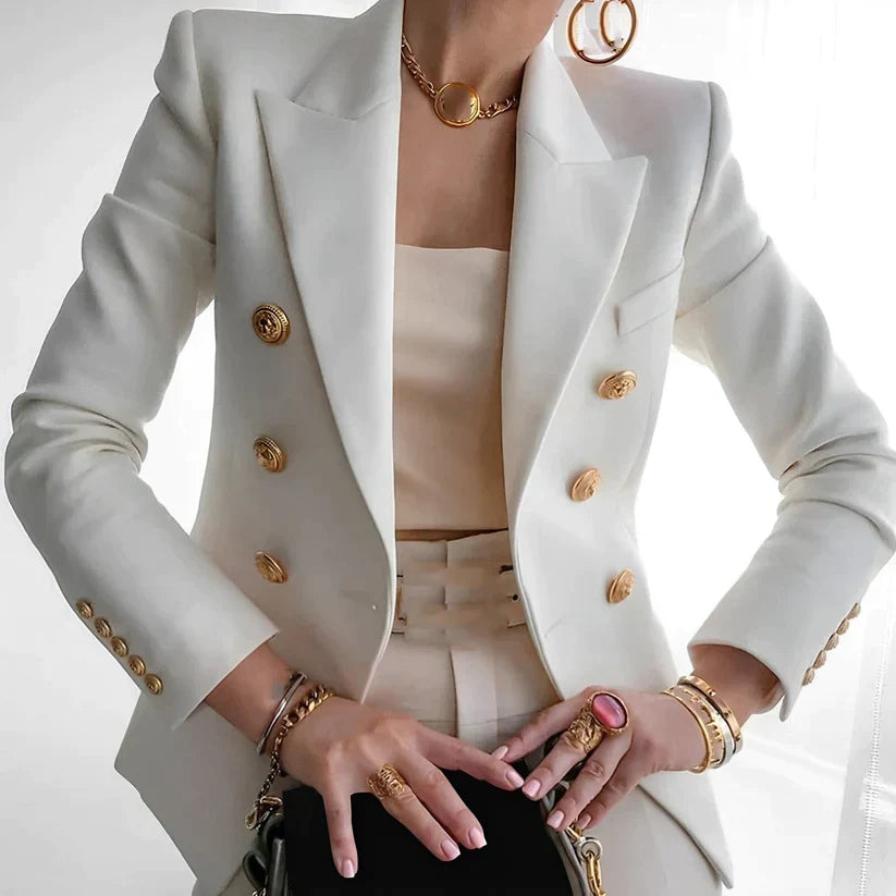 Blazer à Boutonnage Simple avec Épaules Structurées pour Femme | Idéal pour les Occasions Formelles et Professionnelles