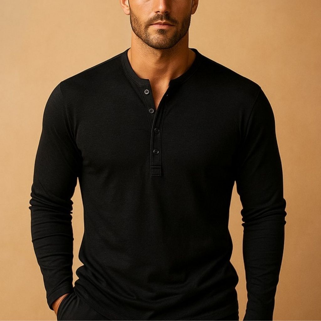 HENLEY LONG SLEEVE SHIRT FOR MEN
