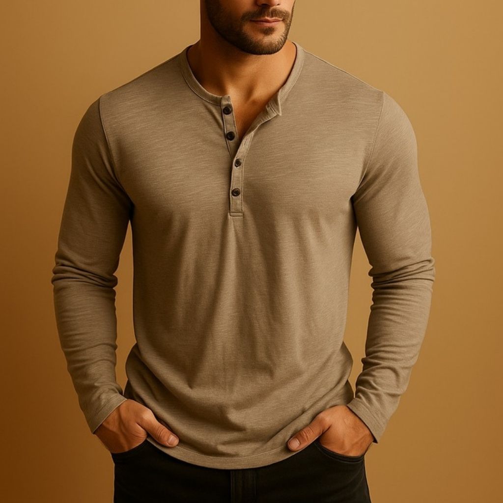 HENLEY LONG SLEEVE SHIRT FOR MEN