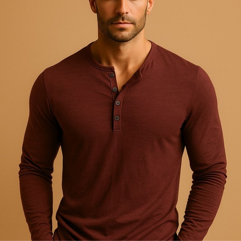HENLEY LONG SLEEVE SHIRT FOR MEN