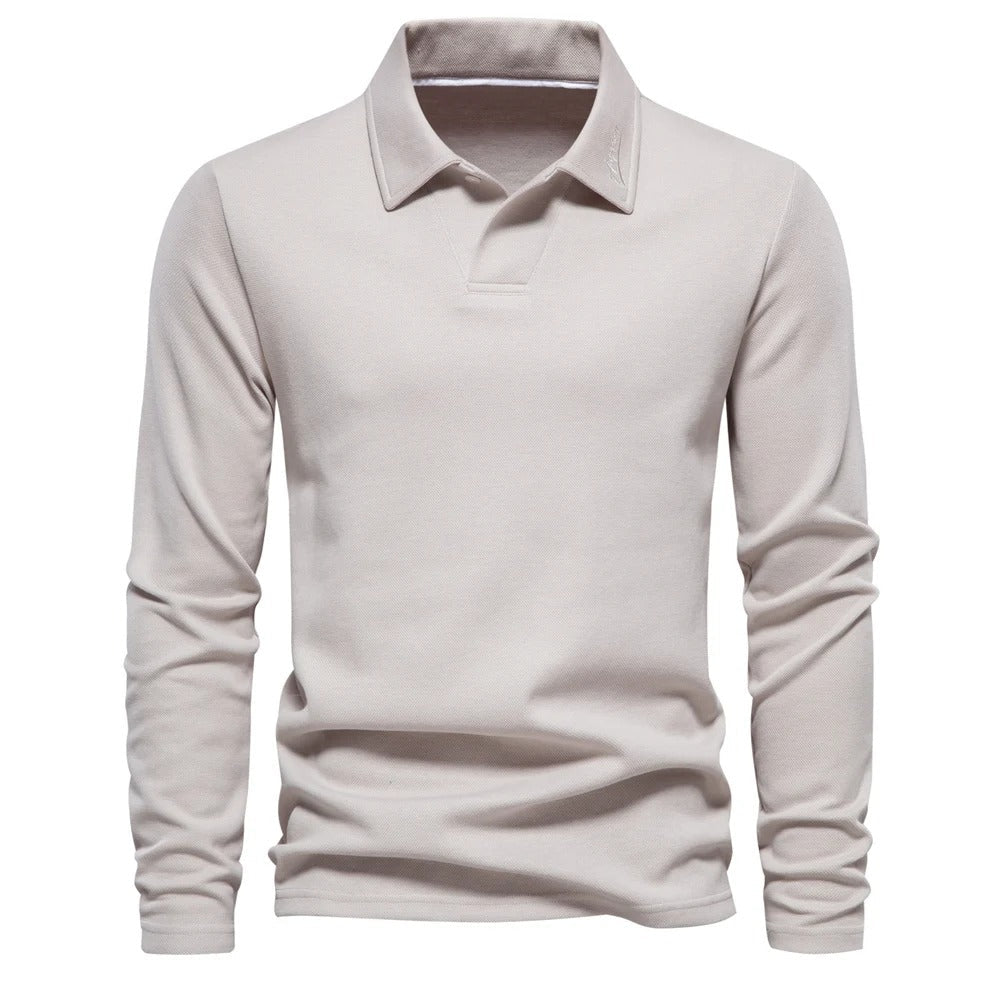 Heren Poloshirt Lange Mouwen met Klassieke Polokraag