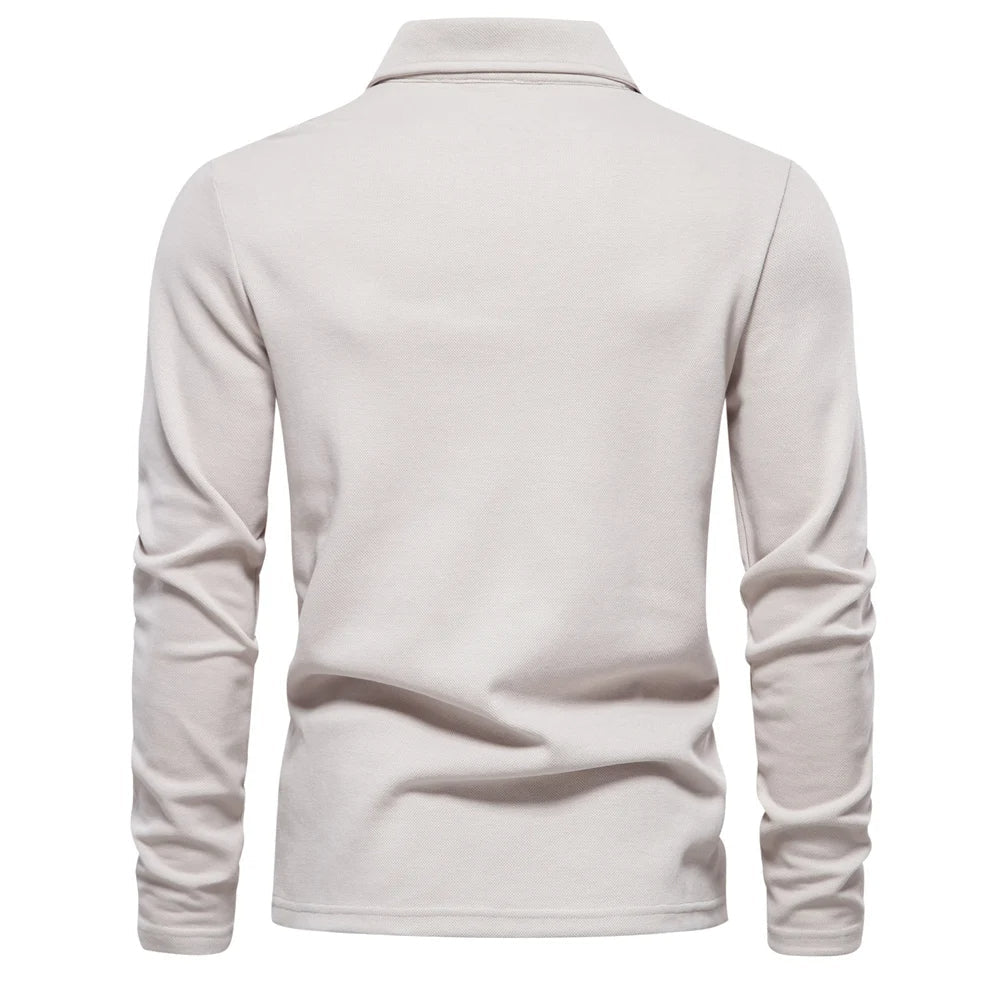 Heren Poloshirt Lange Mouwen met Klassieke Polokraag