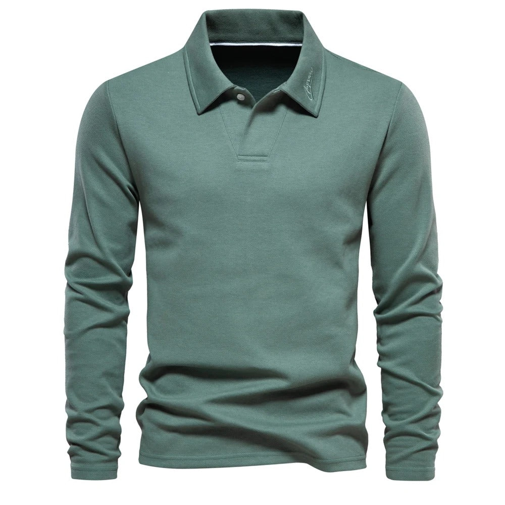Heren Poloshirt Lange Mouwen met Klassieke Polokraag