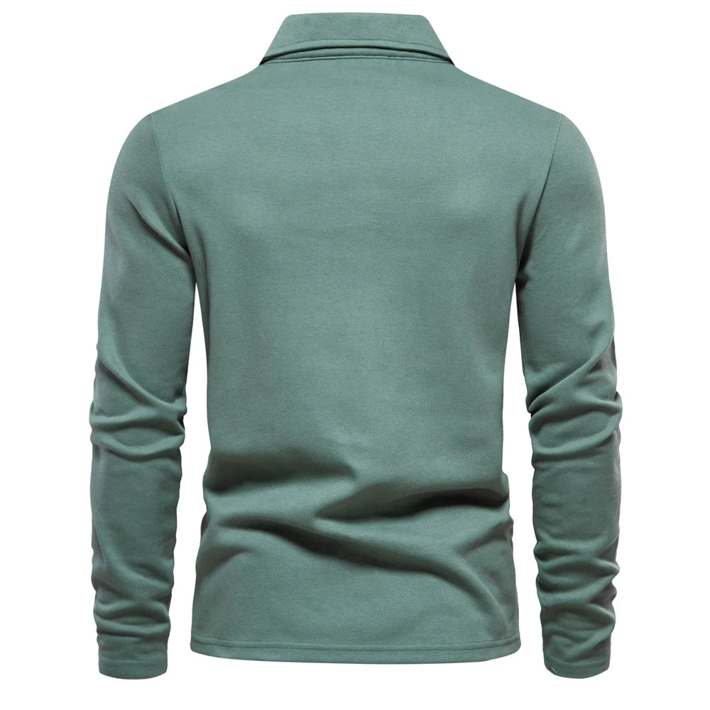 Heren Poloshirt Lange Mouwen met Klassieke Polokraag