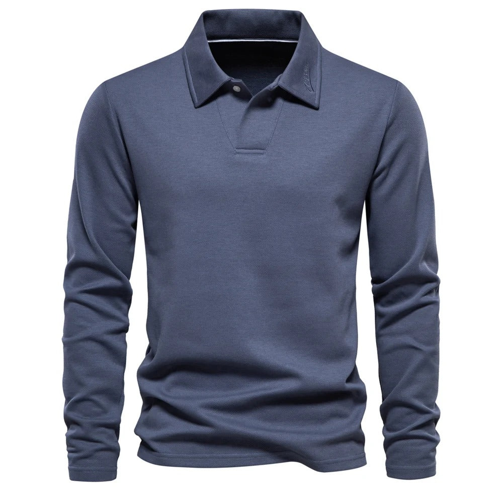 Heren Poloshirt Lange Mouwen met Klassieke Polokraag