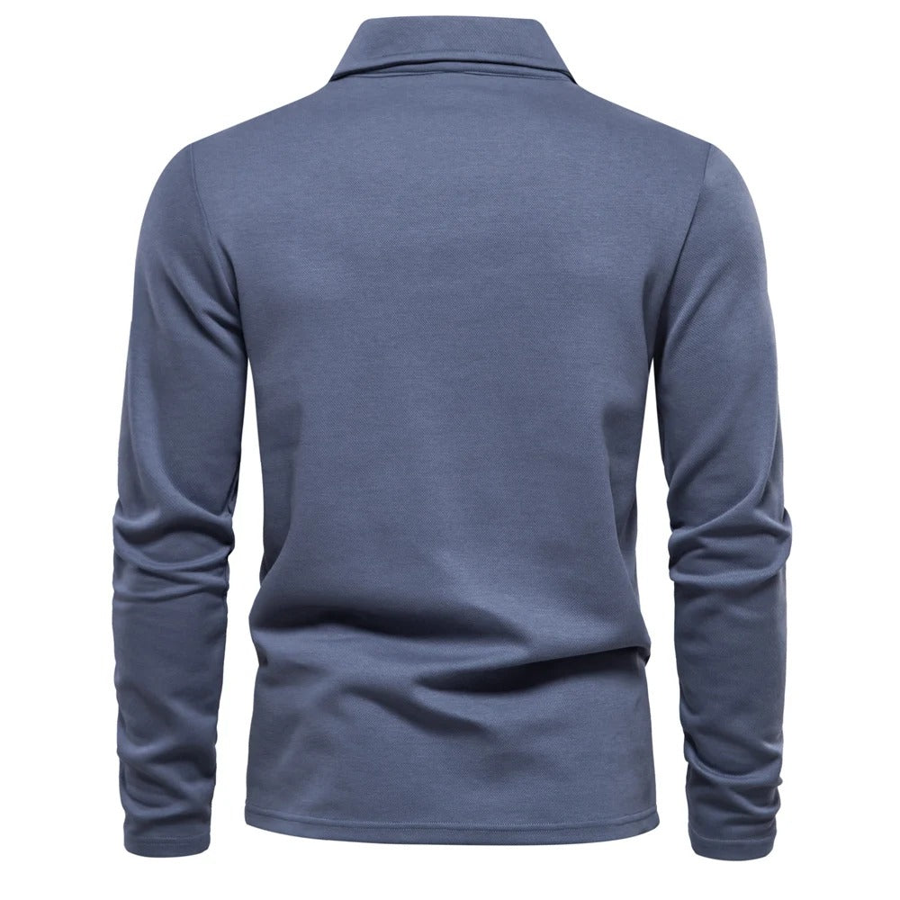 Heren Poloshirt Lange Mouwen met Klassieke Polokraag