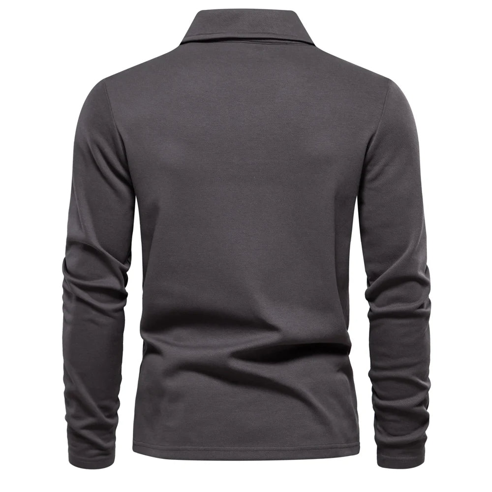 Heren Poloshirt Lange Mouwen met Klassieke Polokraag