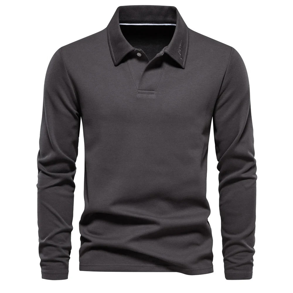 Heren Poloshirt Lange Mouwen met Klassieke Polokraag