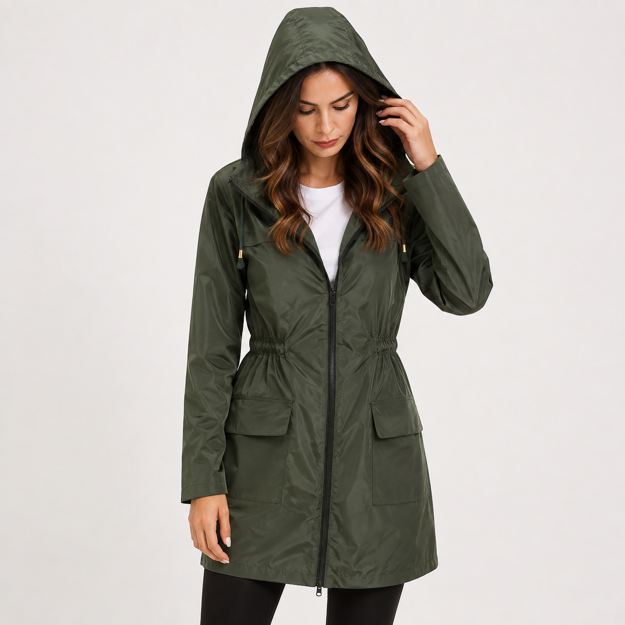 Imogen Walker | Hooded Raincoat with Drawstring Waist