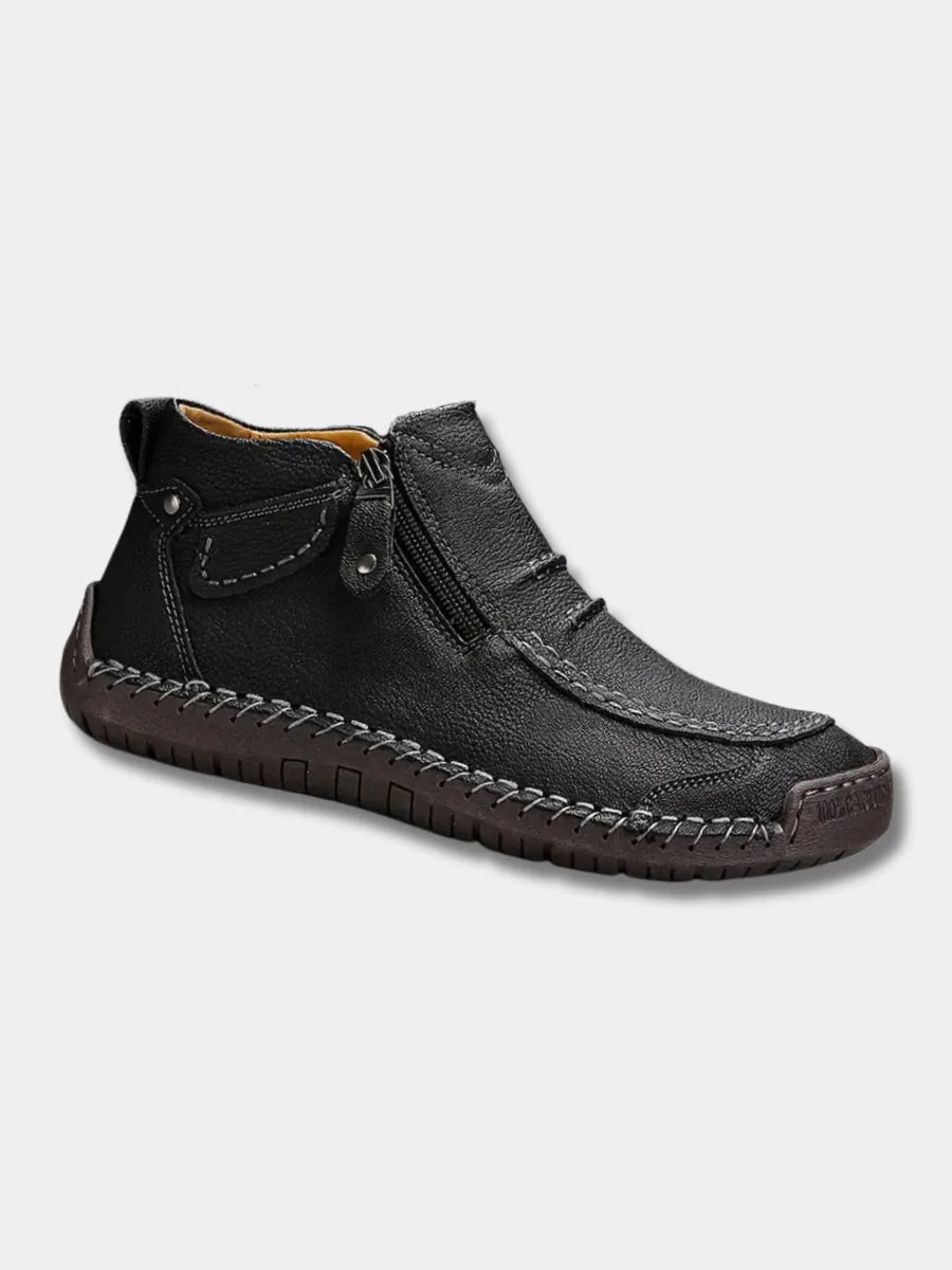 Orthopedische Unisex Leren schoenen met zijrits en rubberen zool