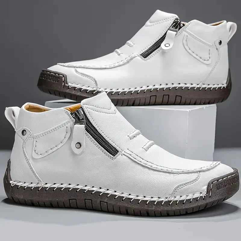 Orthopedische Unisex Leren schoenen met zijrits en rubberen zool