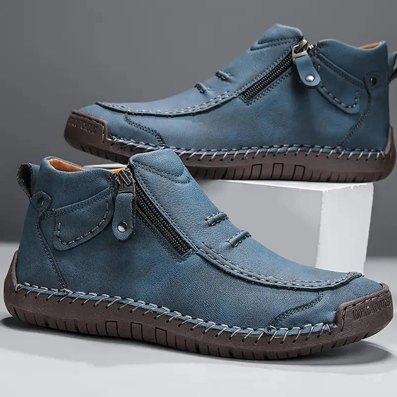 Orthopedische Unisex Leren schoenen met zijrits en rubberen zool