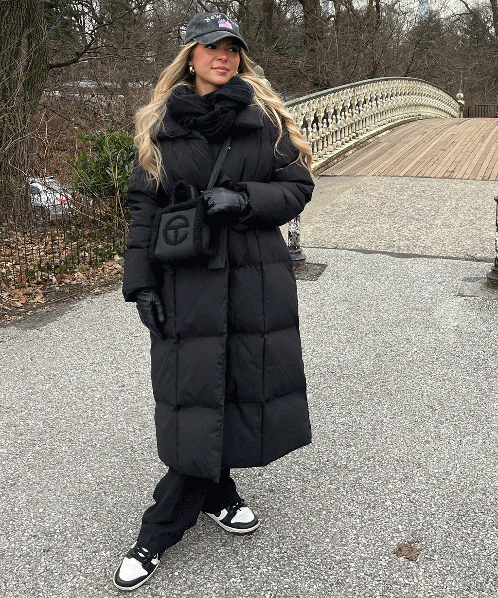 WOMEN’S LONG PUFFER COAT | BLACK MAXI BELTED WINTER JACKET