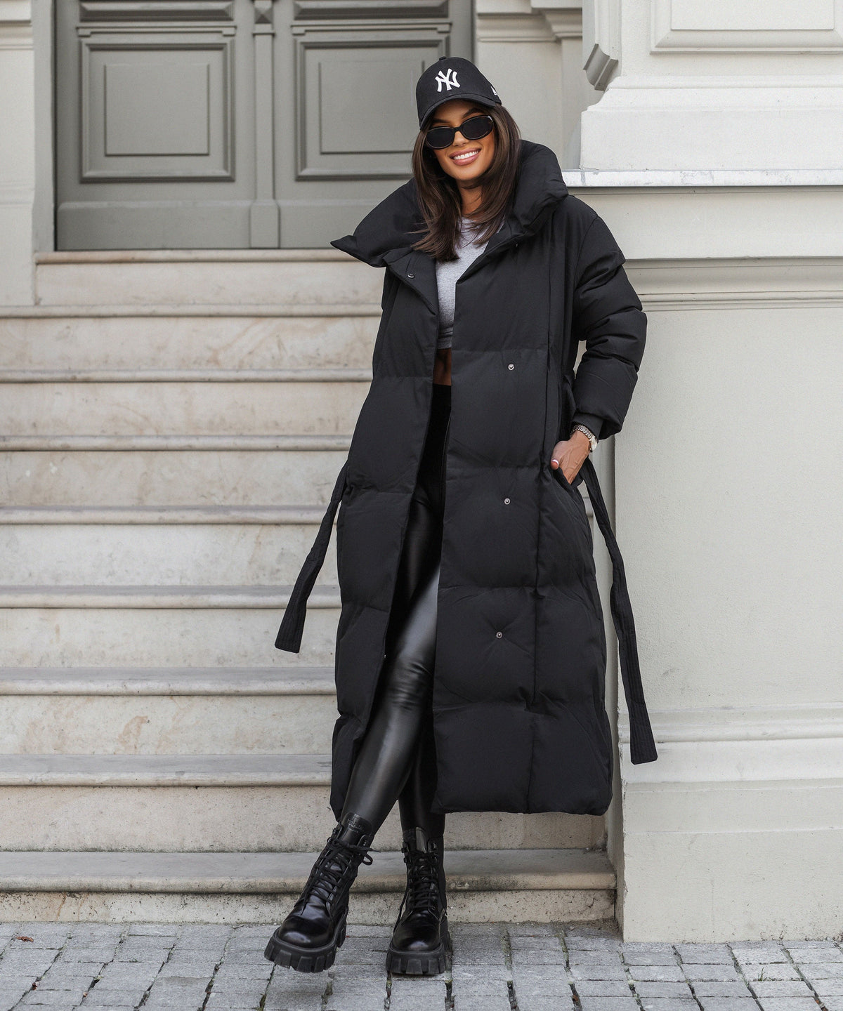 WOMEN’S LONG PUFFER COAT | BLACK MAXI BELTED WINTER JACKET