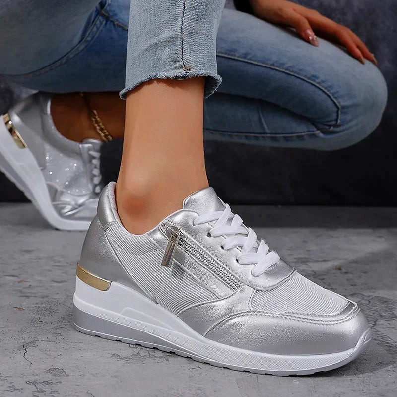 SNEAKERS | WEDGE TRAINERS WITH SIDE ZIP DETAIL