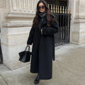 Manteau Long à Col Revers avec Ceinture et Double Boutonnage pour Femme | Idéal pour l’Automne et l’Hiver
