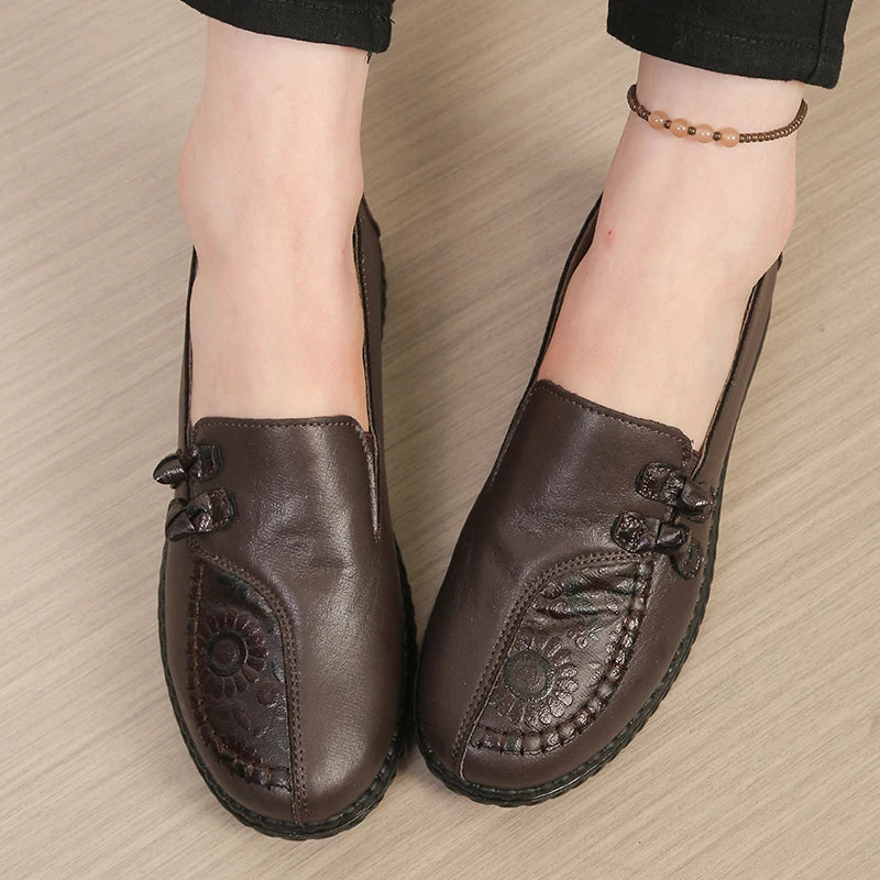 Mocassins femme plats à bout rond avec nœuds décoratifs