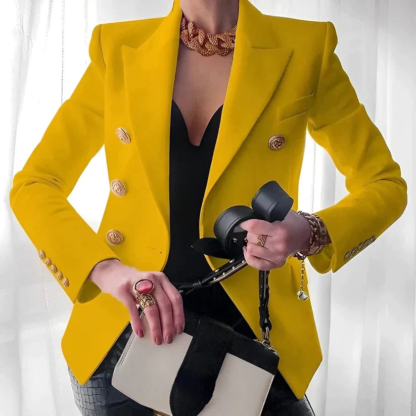 Blazer à Boutonnage Simple avec Épaules Structurées pour Femme | Idéal pour les Occasions Formelles et Professionnelles