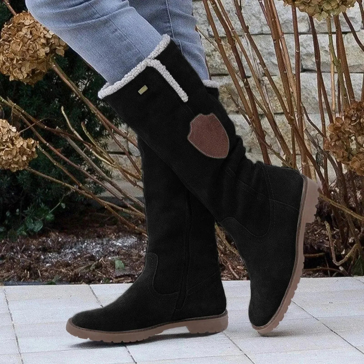 KNEE HIGH BOOTS | SUEDE LOOK WINTER BOOTS WITH FUR LINING