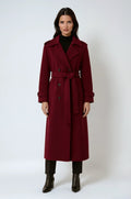 RED WOOL COAT | LONG DOUBLE BREASTED TRENCH WITH BELT