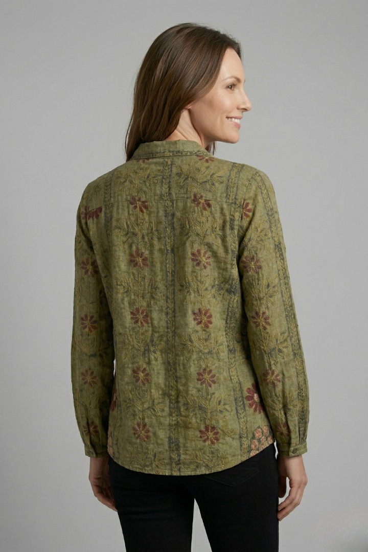 Women’s Blouse with Button Closure and Long Sleeves