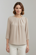 Women’s Blouse with Pleated Front and Long Sleeves