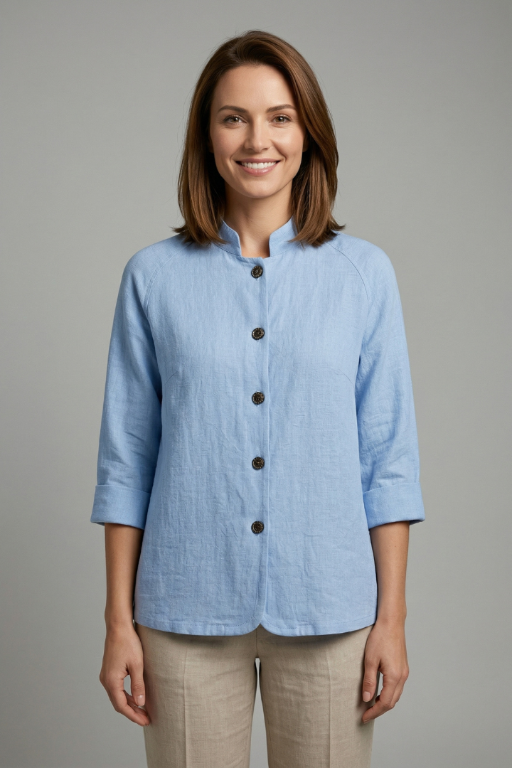 Women’s Shirt with Button Fastening and Long Sleeves