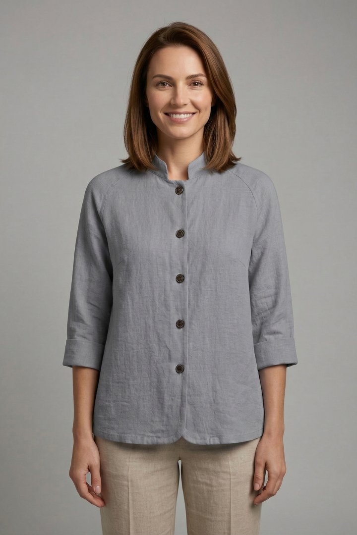 Women’s Shirt with Button Fastening and Long Sleeves