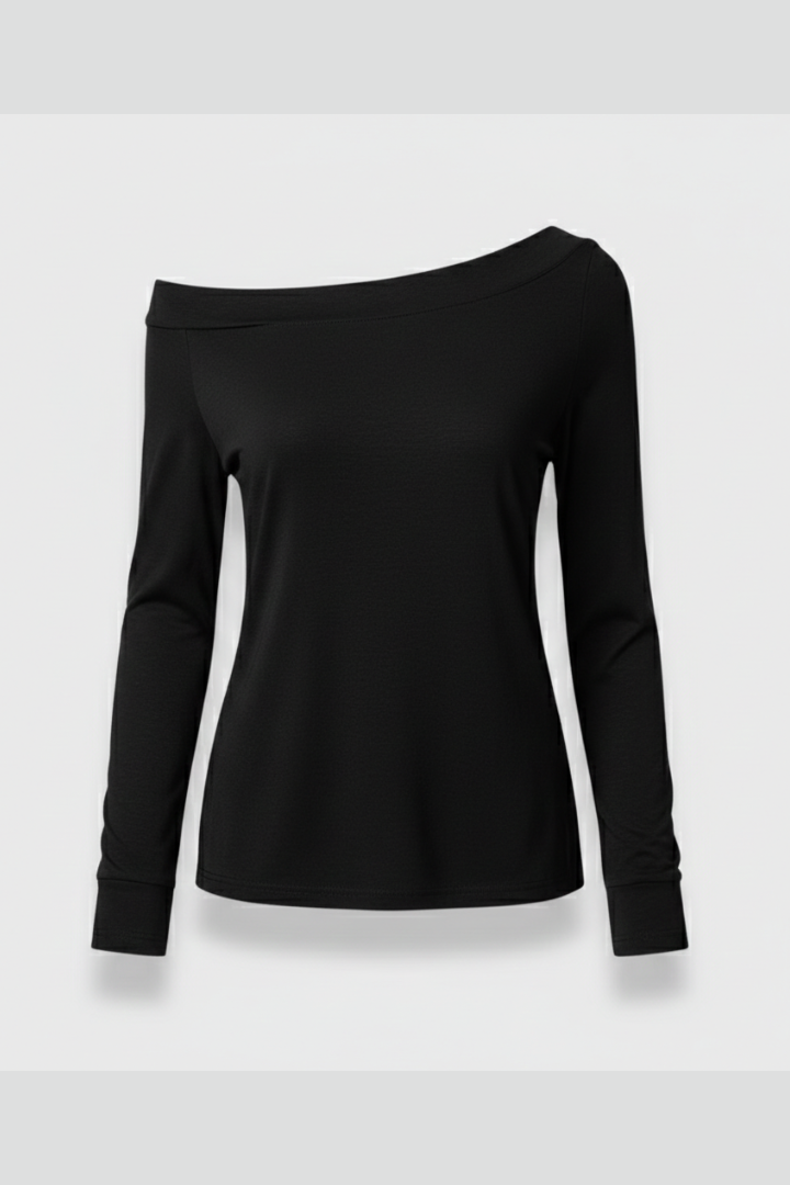 Women’s Top with Off-Shoulder Neckline and Long Sleeves